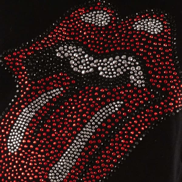 The Rolling Stones T Shirt Classic Tongue Diamante Band Logo Official Unisex