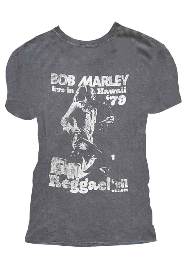 Bob Marley T Shirt Live in Hawaii Official Mens Snow Wash Charcoal Grey