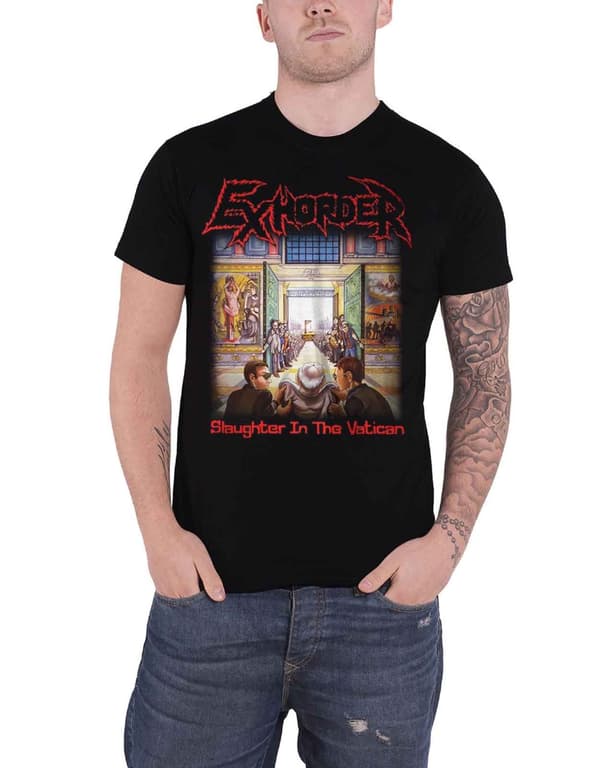 Exhorder T Shirt Slaughter In The Vatican Band Logo Official Mens Black