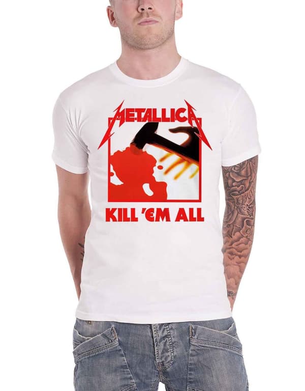 Metallica T Shirt Kill Em All Band Logo Official Mens White S