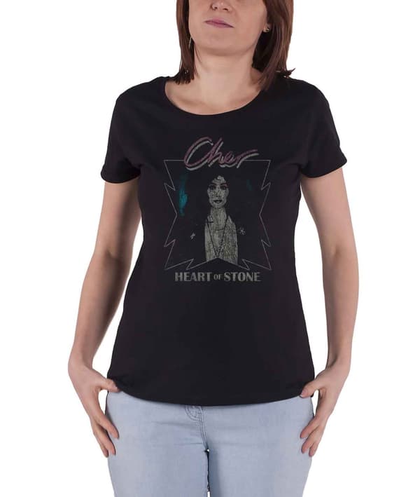 Cher T Shirt Heart of Stone Logo Official Womens Skinny Fit Black