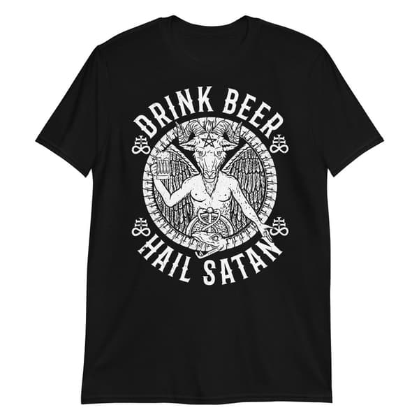 Drink Beer, Hail Satan T-shirt Svart