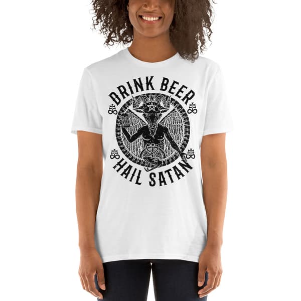 Drink Beer, Hail Satan T-shirt Vit
