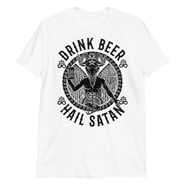 Drink Beer, Hail Satan T-shirt Vit M