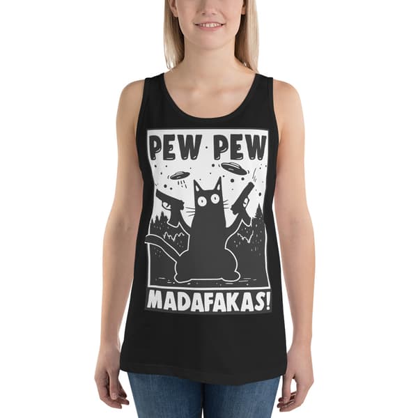 Pew Pew Cartoon Linne Svart