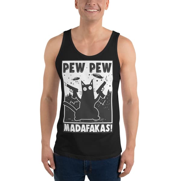 Pew Pew Cartoon Linne Svart