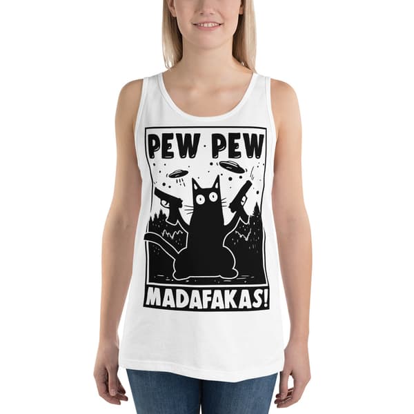 Pew Pew Cartoon Linne Vit