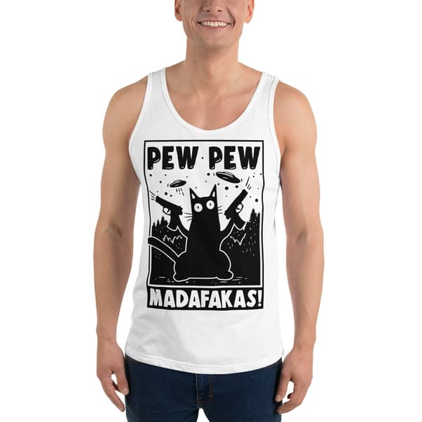 Pew Pew Cartoon Linne Vit