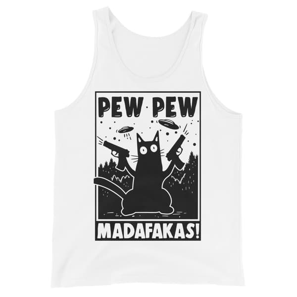 Pew Pew Cartoon Linne Vit M