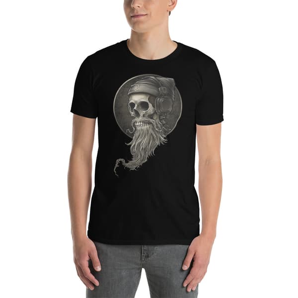 Bearded Skull Headphones T-shirt Svart