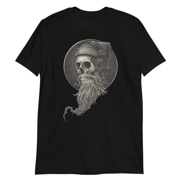 Bearded Skull Headphones T-shirt Svart