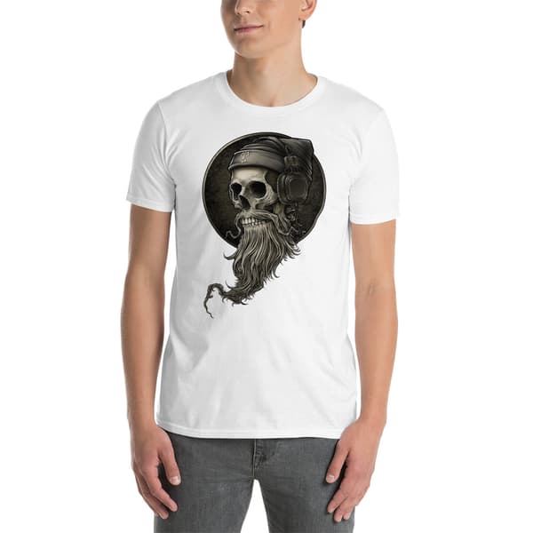 Bearded Skull Headphones T-shirt Vit