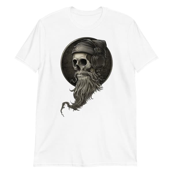 Bearded Skull Headphones T-shirt Vit