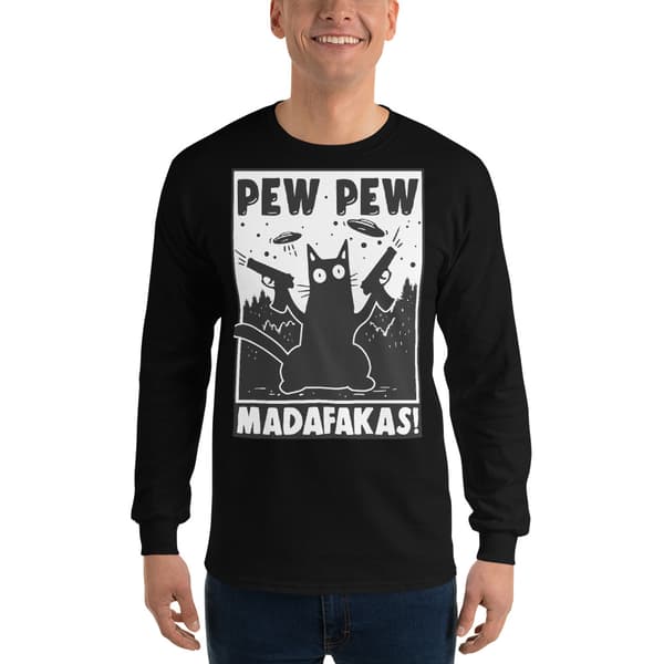Pew Pew Cartoon Långärmad T-shirt Svart
