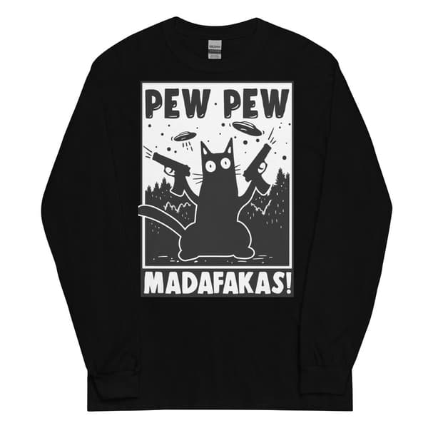 Pew Pew Cartoon Långärmad T-shirt Svart