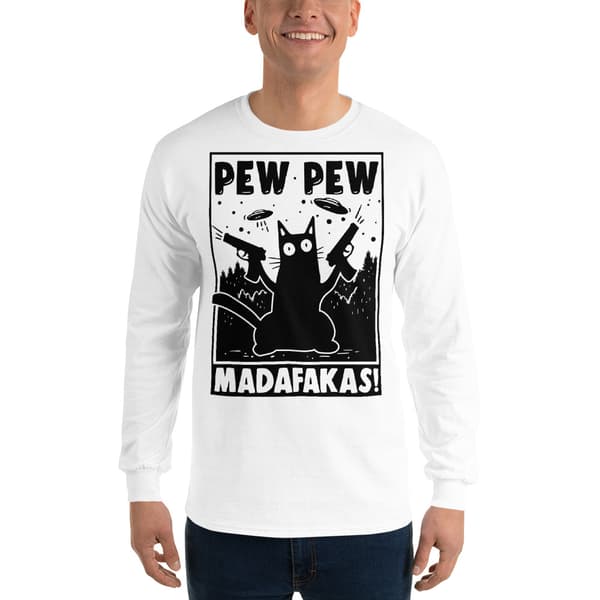Pew Pew Cartoon Långärmad T-shirt Vit