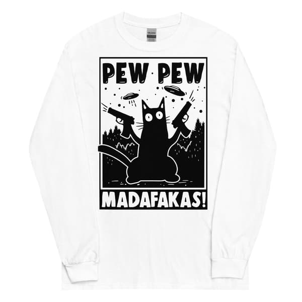 Pew Pew Cartoon Långärmad T-shirt Vit S