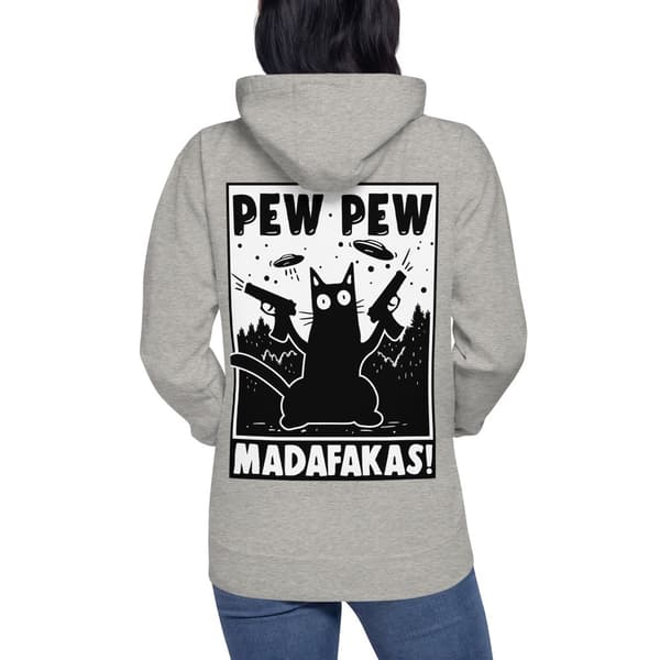 Pew Pew Cartoon Premium Hoodie Grå