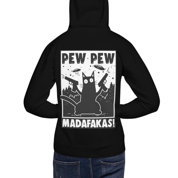 Pew Pew Cartoon Premium Hoodie Svart