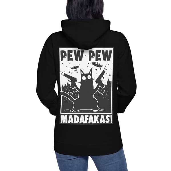 Pew Pew Cartoon Premium Hoodie Svart