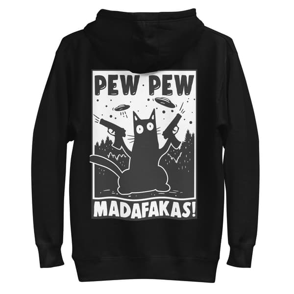 Pew Pew Cartoon Premium Hoodie Svart