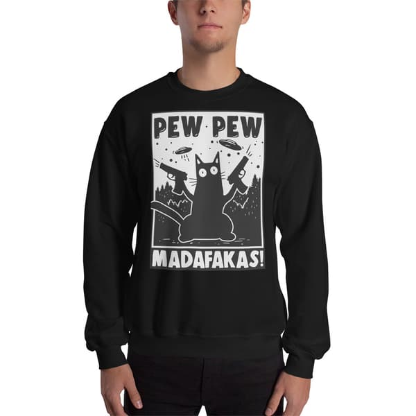 Pew Pew Cartoon Sweatshirt Svart