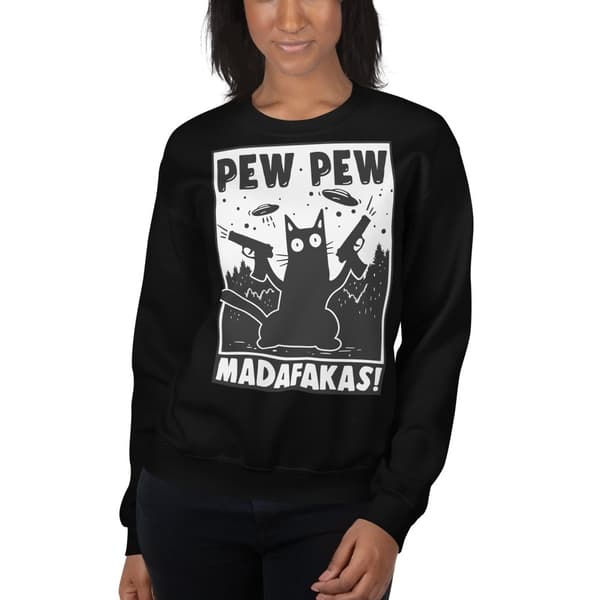 Pew Pew Cartoon Sweatshirt Svart