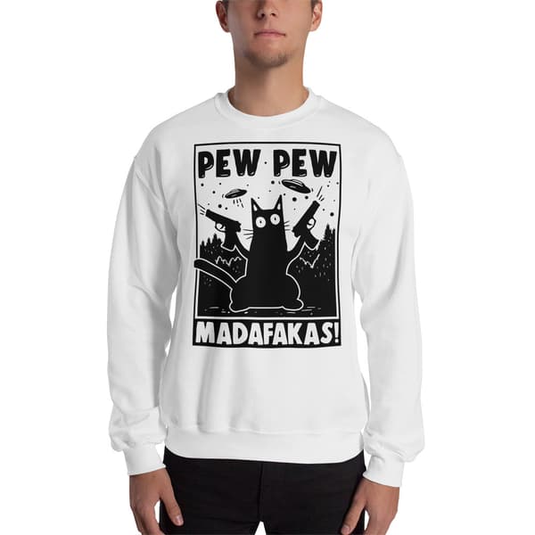 Pew Pew Cartoon Sweatshirt Vit