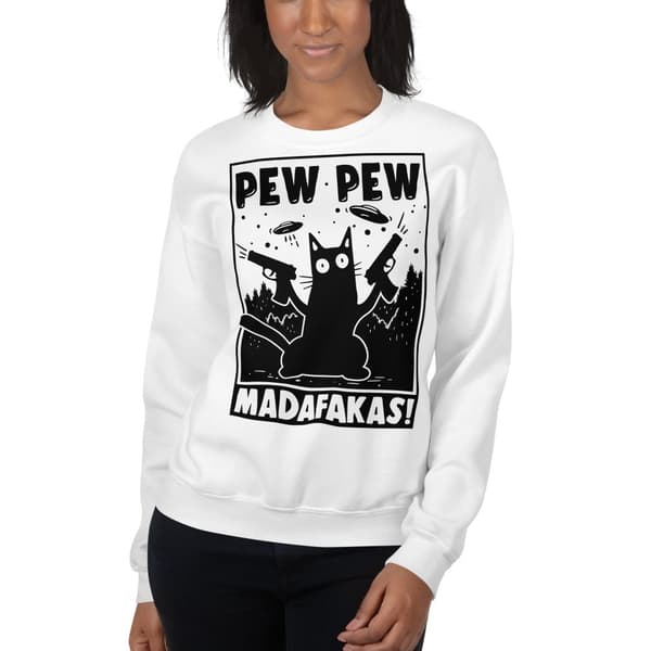 Pew Pew Cartoon Sweatshirt Vit