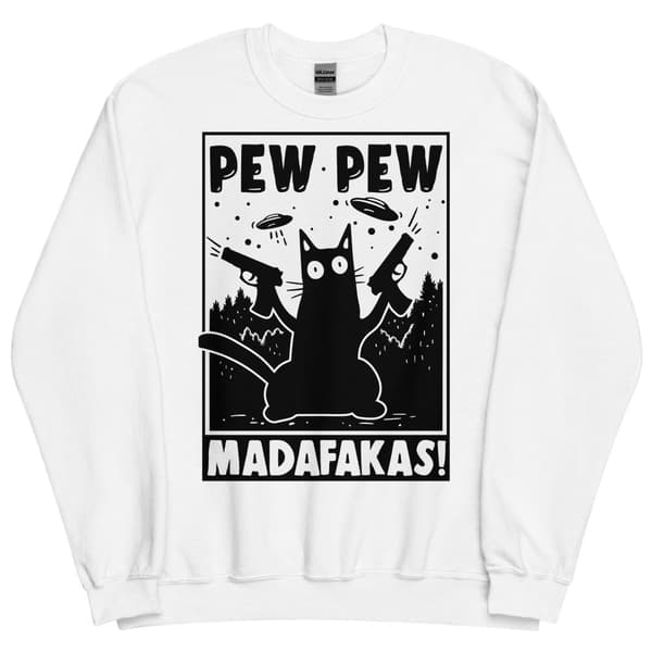 Pew Pew Cartoon Sweatshirt Vit
