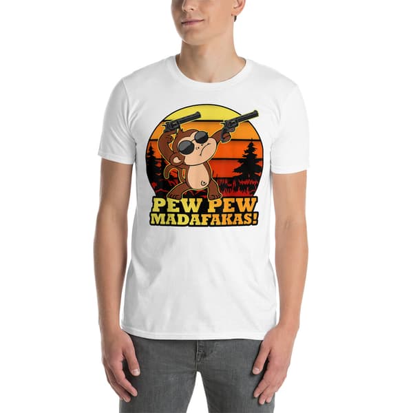 Pew Pew Monkey T-shirt Vit