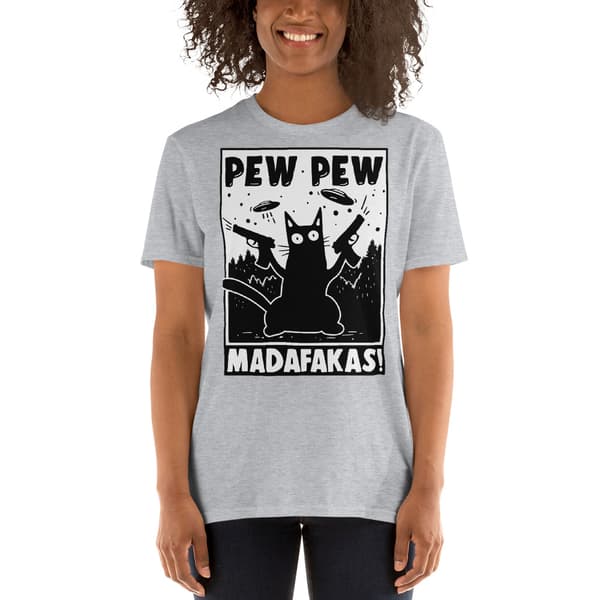 Pew Pew Cartoon T-shirt Ljusgrå