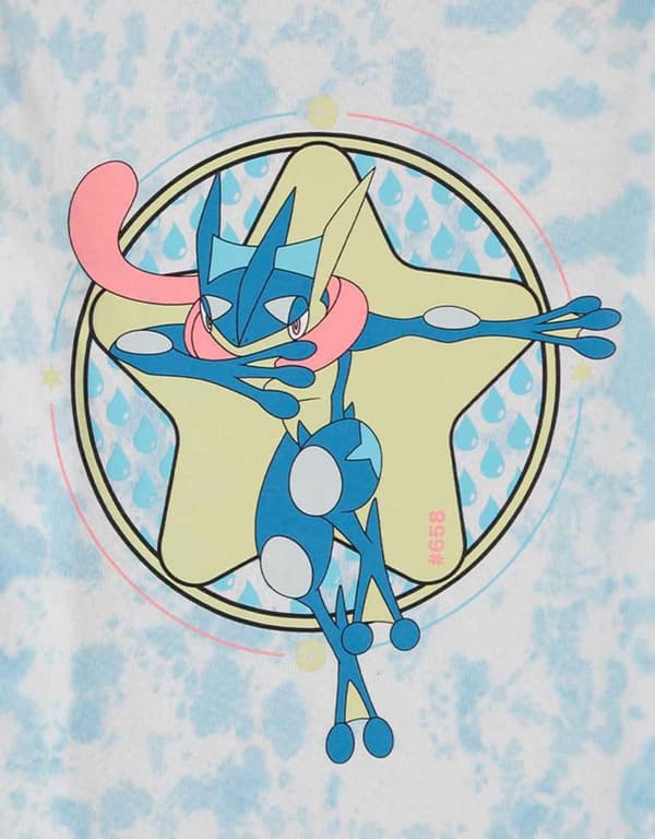 Pokemon T Shirt Greninja Circle Print Logo Official Mens Dip Dye White