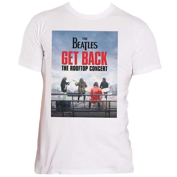 The Beatles T Shirt Get Back Rooftop Concert Official Mens White