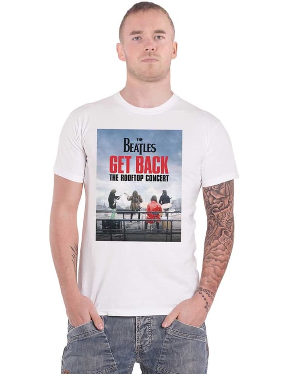 The Beatles T Shirt Get Back Rooftop Concert Official Mens White