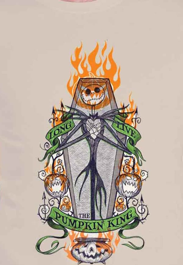 Nightmare Before Christmas T Shirt Orange Flames Pumpkin King Official Mens