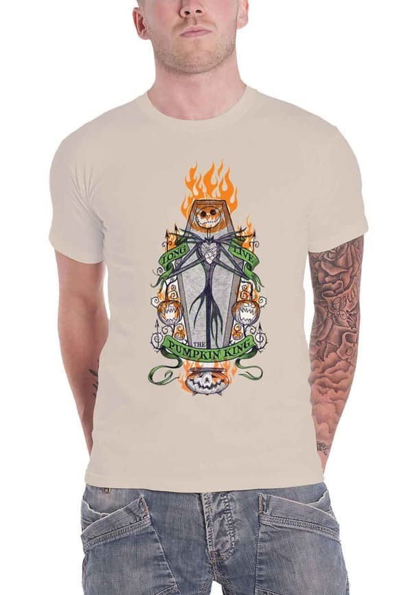 Nightmare Before Christmas T Shirt Orange Flames Pumpkin King Official Mens