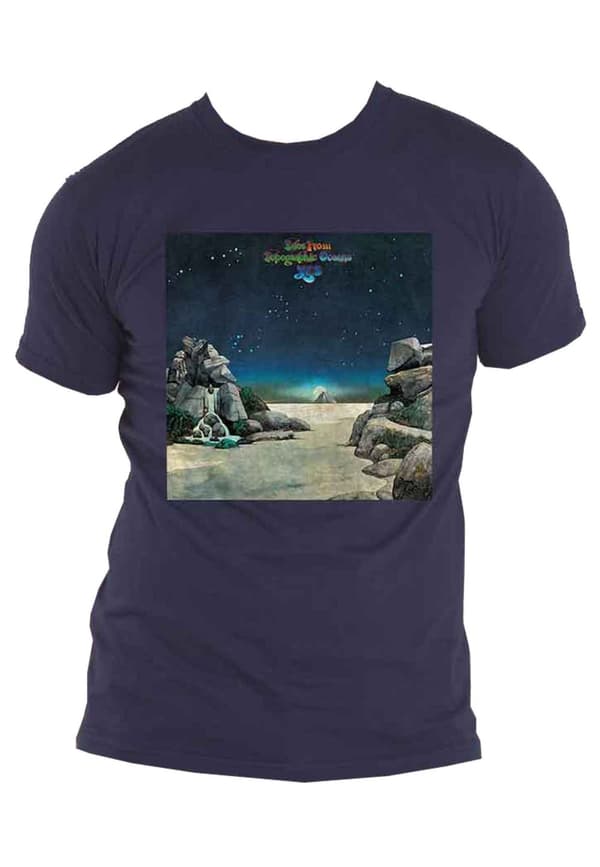 Yes T Shirt Topographic Oceans Band Logo Official Mens Navy Blue