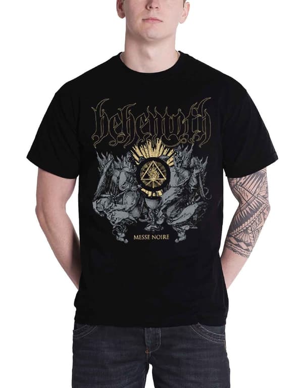 Behemoth T Shirt Messe Noire band logo Official Mens Black Black L