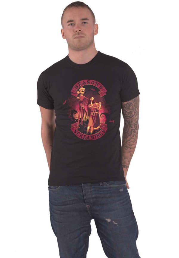 Nightmare Before Christmas T Shirt Seasons Screamings Official Mens Black Black M