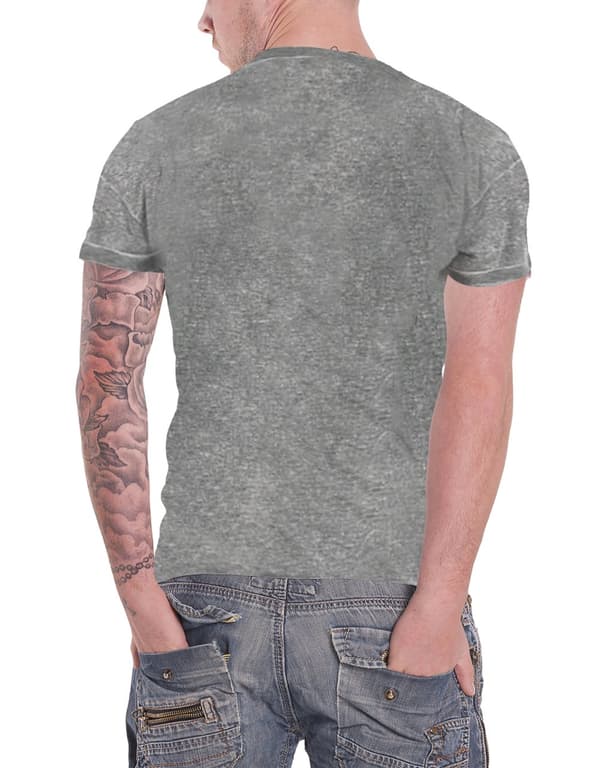 Queen T Shirt Vintage Union Jack Band Shot Logo Official Mens Grey Burnout