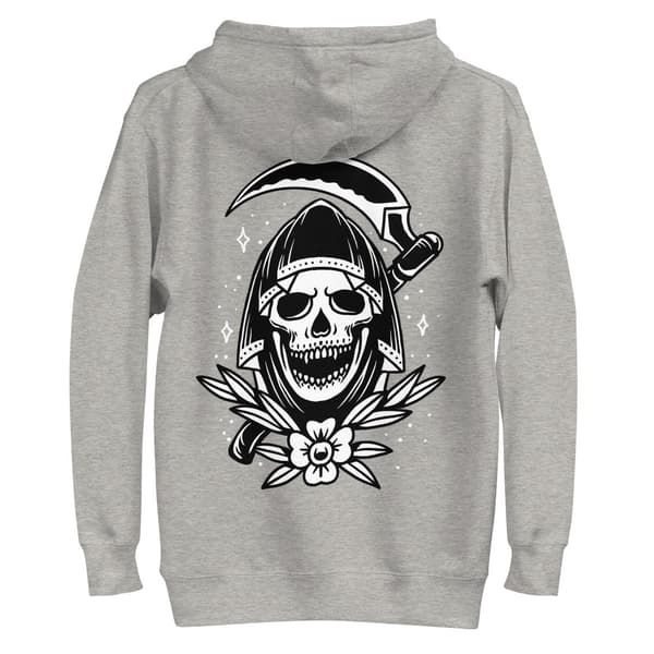 Old School Grim Premium Hoodie Grå