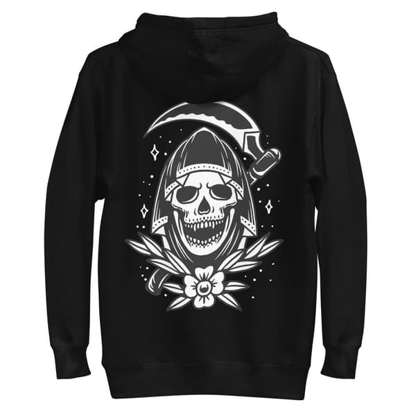 Old School Grim Premium Hoodie Svart