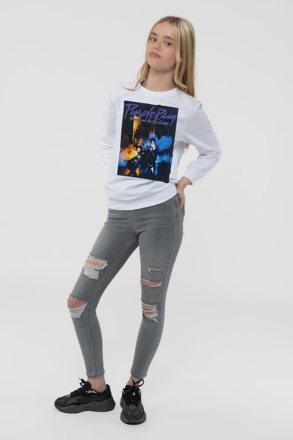 Prince Kids Sweatshirt Purple Rain Logo Official White
