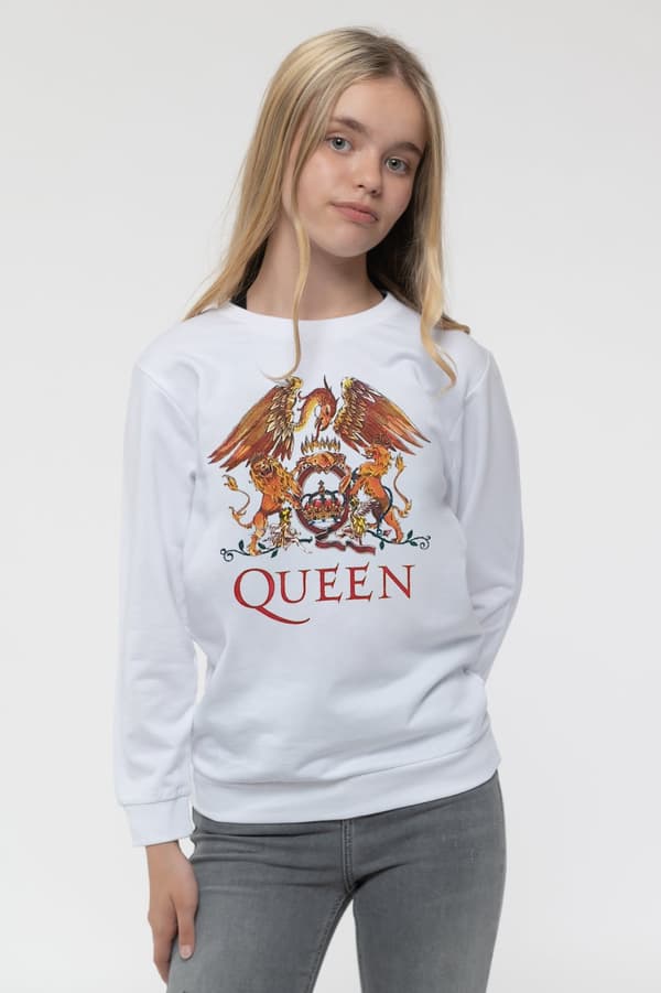 Queen Kids Sweatshirt Classic Crest Band Logo Official White