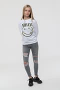 Miniatyrbild 4 av 4: Nirvana Kids Sweatshirt Inverse Smile Band Logo Official White