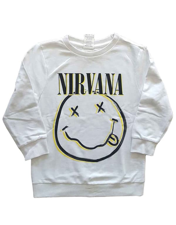 Nirvana Kids Sweatshirt Inverse Smile Band Logo Official White White 6-8 Years