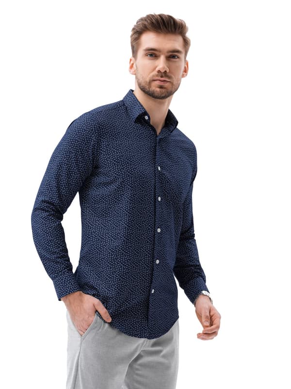 Ombre Herreskjorte Business skjorte Casual skjorte Elegant Basic Casual Langærmet Mørkeblå Sort S-XXL