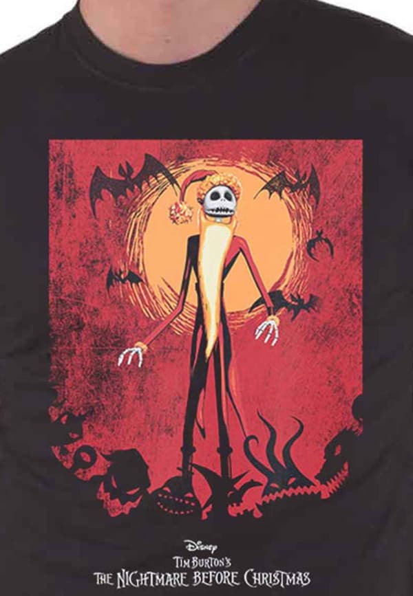 Nightmare Before Christmas T Shirt Jack Orange Sun Logo Official Mens