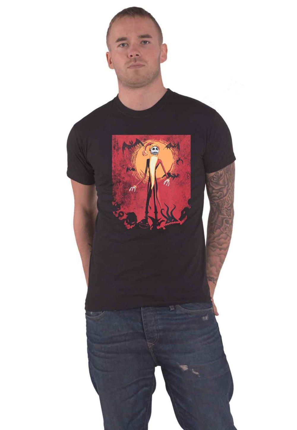 The Nightmare Before Christmas T Shirt Jack Orange Sun Official Mens Black